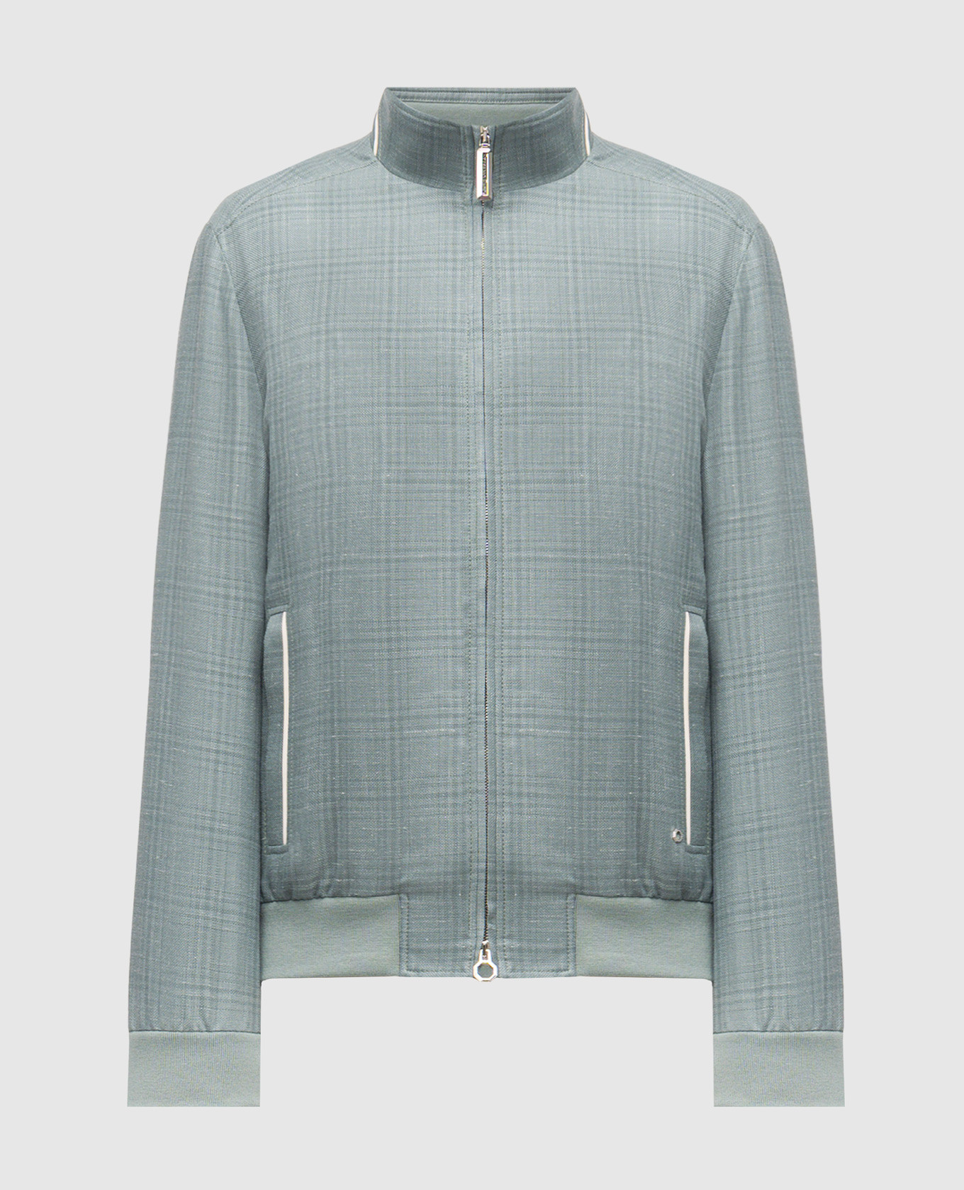 

Зеленая куртка из кашемира, шелка и льна в клетку, Зеленый, Куртки