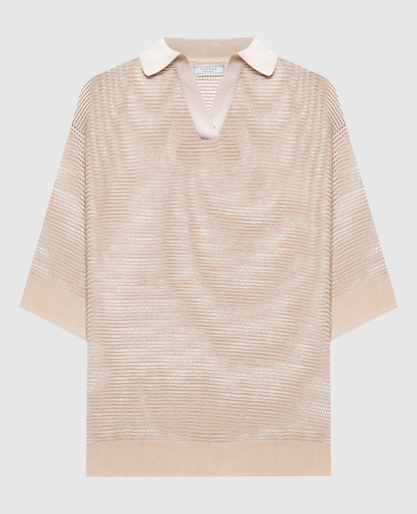 Бежевый топ с воротником-поло