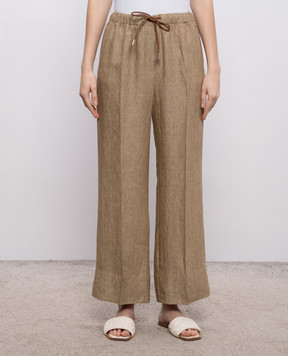 Herno Коричневі штани з льону PT000219D17105Z