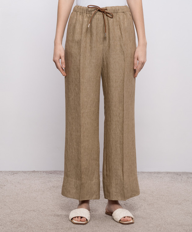 Herno Коричневые брюки из льна PT000219D17105Z изображение 2