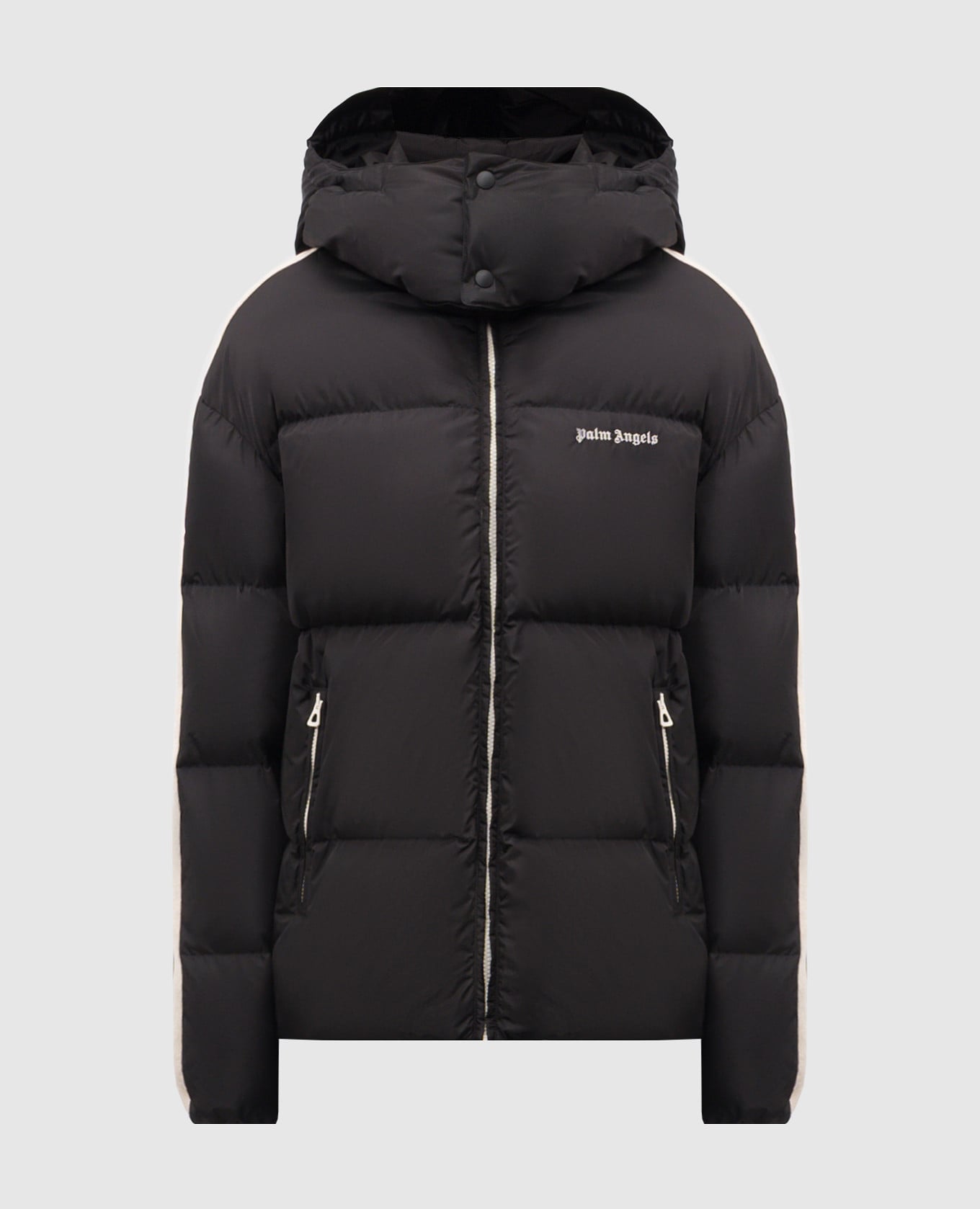 Черный пуховик с логотипом