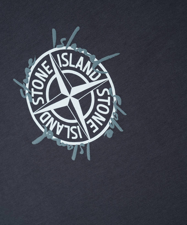 Stone Island Детская синяя футболка с принтом логотип эмблемы L1S162100009S037968 изображение 3