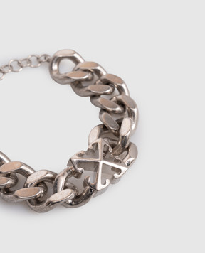 Off-White Сріблястий браслет ланцюг з емблемою OMOA10CC99MET001