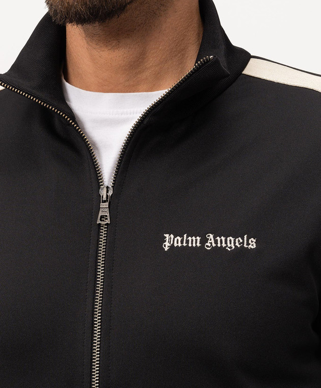 Palm Angels Черная спортивная куртка с вышивкой логотипа PMBD058S26FAB001 изображение 5