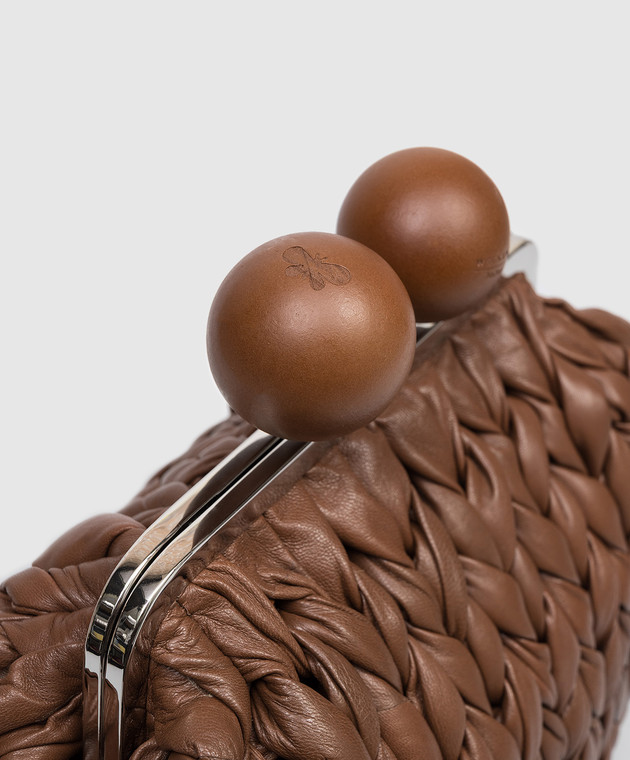 Max Mara Weekend Коричневая кожаная сумка Pasticcino WKALIBERO изображение 4