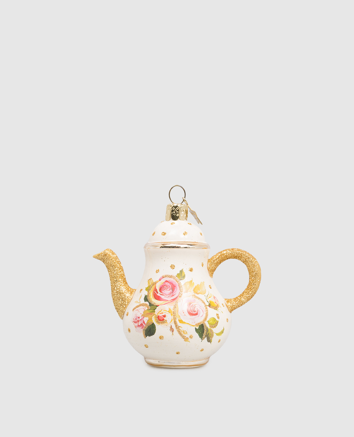 

Елочная игрушка Tea Pot в принт, Белый, Елочные украшения