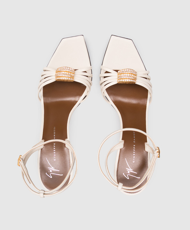 Giuseppe Zanotti Шкіряні босоніжки Sunset кольору айворі E600073 зображення 4