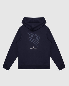 Brunello Cucinelli Детская синяя спортивная куртка с принтом BM831E500C