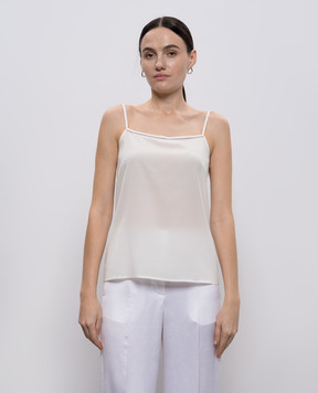 Peserico Білий топ із шовку з ланцюжком моніль A08921D07325