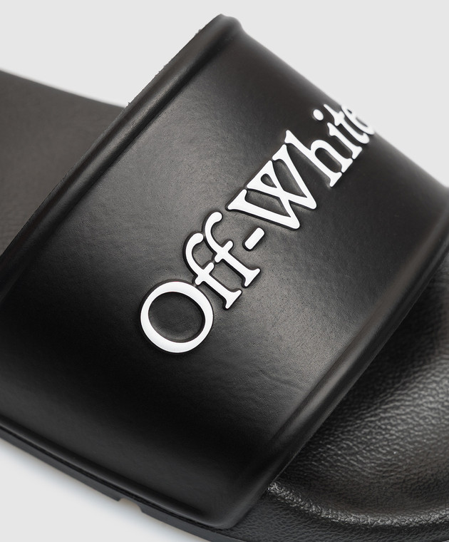 Off-White Черные слайдеры с контрастным логотипом OF06097001 изображение 5
