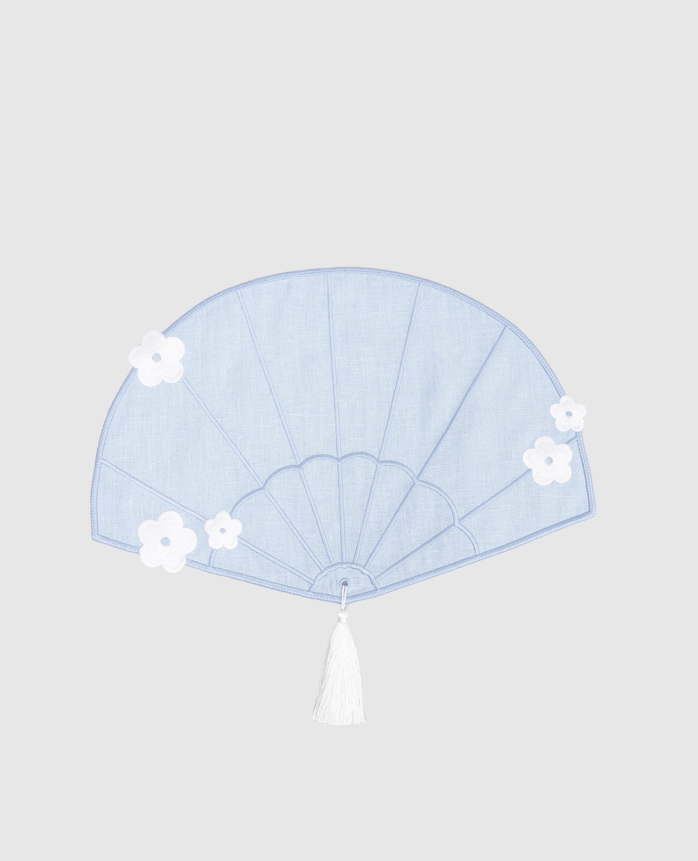 

Голубой столовый коврик Blossom с леном с вышивкой, Салфетки