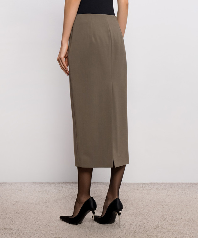 Thierry Mugler Юбка-карандаш цвета хаки с шерстью 26F1JU06001035 изображение 4