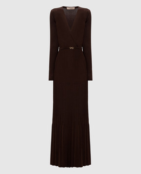 Twinset Коричневое платье с плиссированием 262TT3450