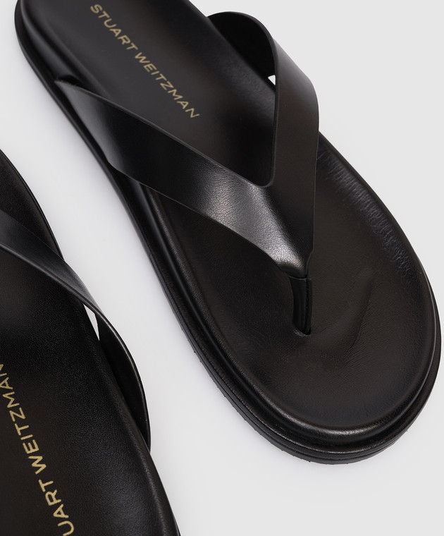 Stuart Weitzman Чорні шкіряні шльопанці MARYKATE SN616 зображення 5