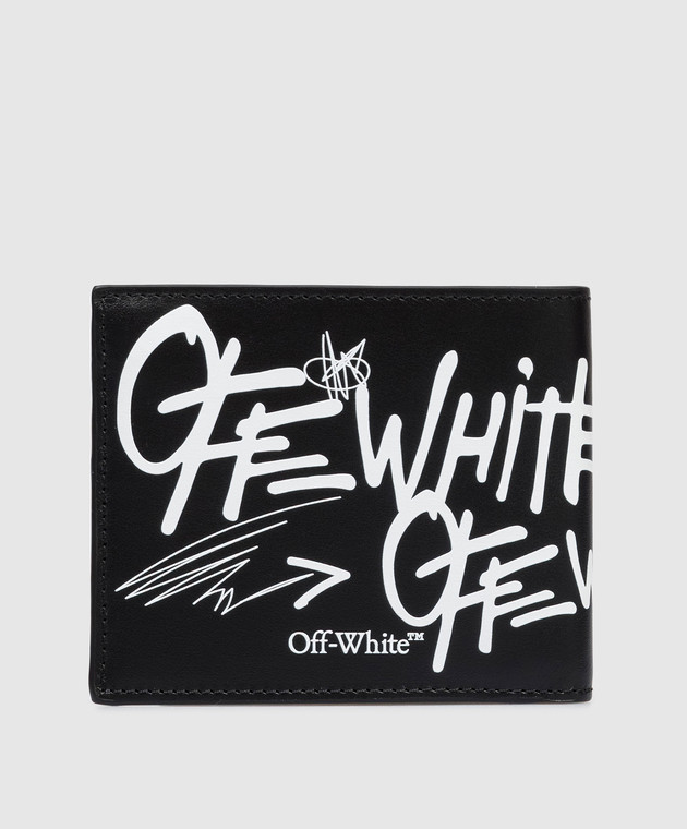 Off-White Чорне шкіряне портмоне з принтом логотипа OMNC094S26LEA004 зображення 2