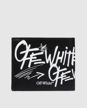 Off-White Черный кожаный портмоне с принтом логотипа OMNC094S26LEA004
