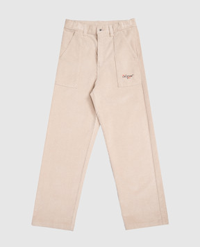 Off-White Дитячі бежеві вельветові штани з логотипом 44BCA00AF5F001