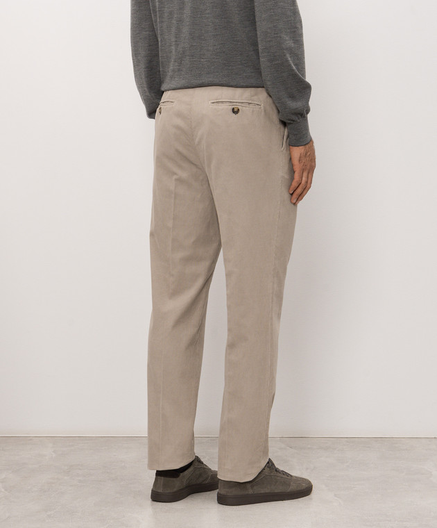 Brunello Cucinelli Бежевые бархатные брюки M279NM5010 изображение 4
