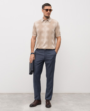 Stefano Ricci Бежевое поло с шелком в узор K818105P13F26171