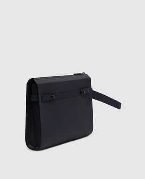 Stefano Ricci Синий кожаный клатч с логотипом с рутениевым покрытием PP457CIG9UCMRVH