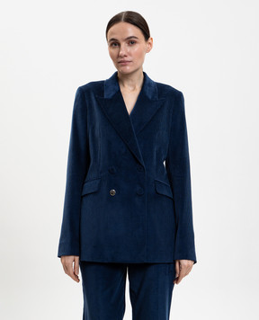 Gabriela Hearst Синий двубортный вельветовый жакет Angela 3265113T124