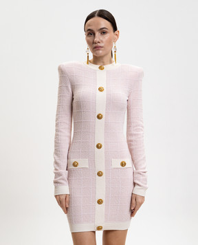 Balmain Рожева твідова сукня міні GF1R8920KJ48