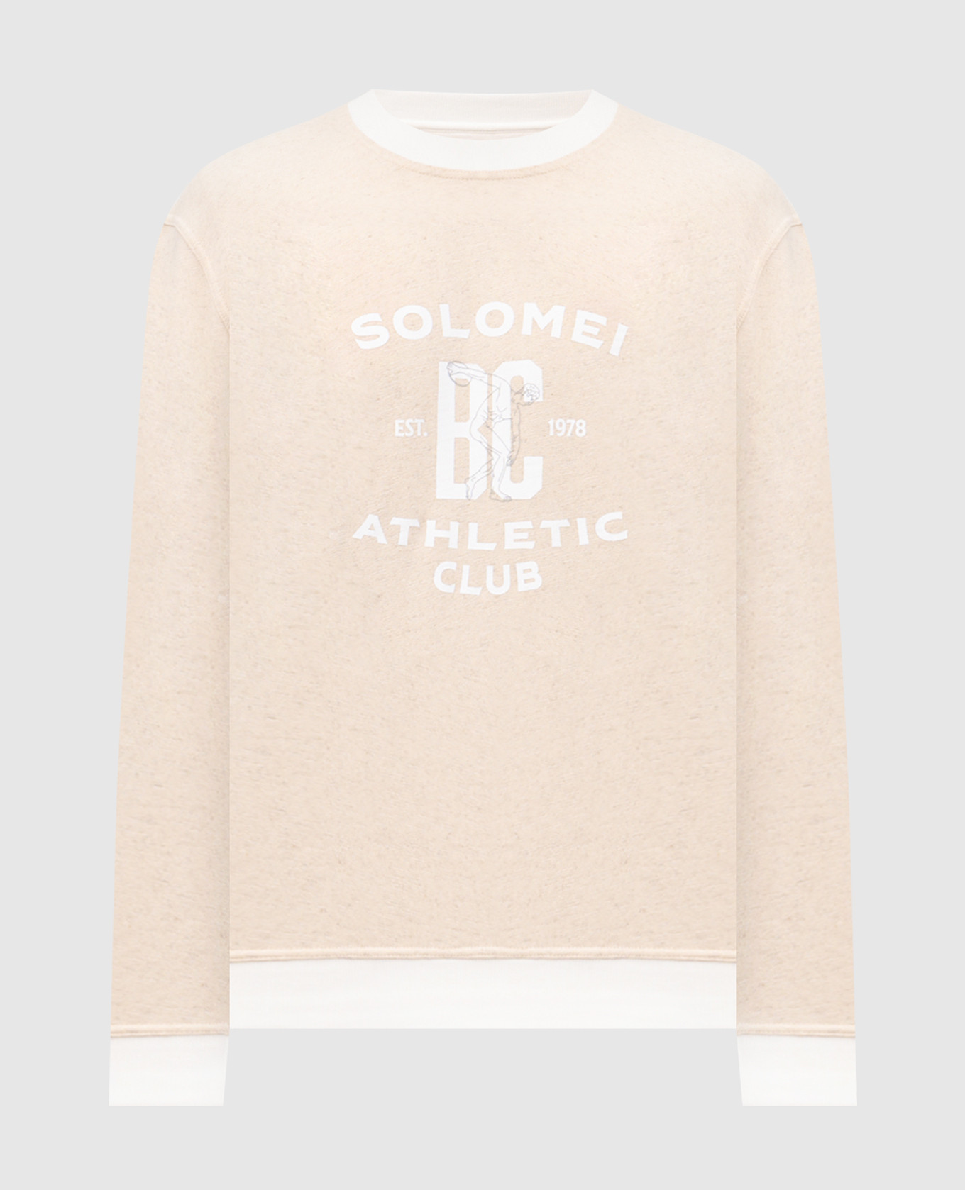 Бежевый меланжевый свитшот с принтом