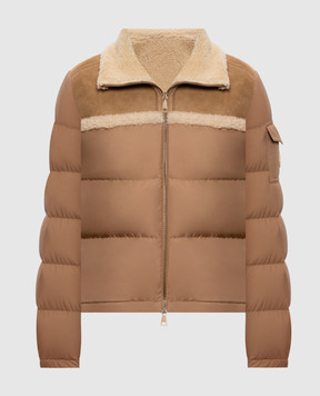 Moncler Коричнева комбінована пухова куртка Aurore L20931A00027N0377