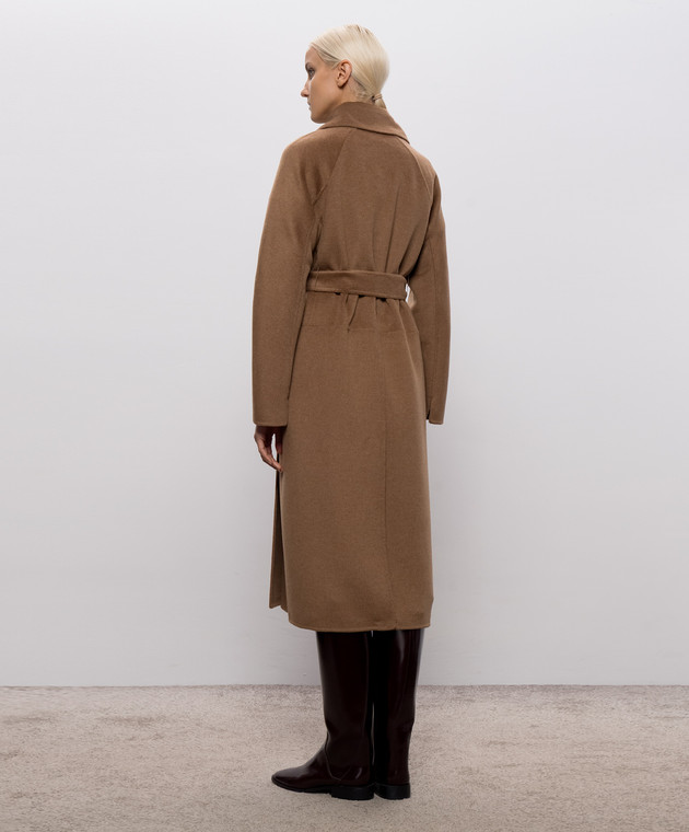 Max Mara Коричневое пальто ARIS на запах из шерсти, кашемира и шелка SMMARIS изображение 4
