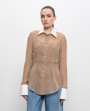 Ermanno Scervino Коричневый комплект из блузы и топа D482K759CSWJV