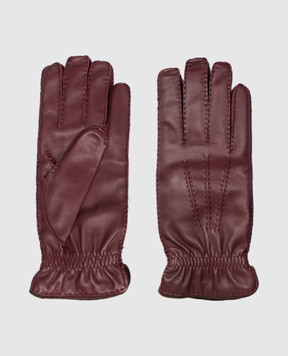 Brunello Cucinelli Бордовые кожаные перчатки MPNGP93528
