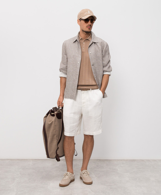 Brunello Cucinelli Коричневое поло с контрастными полосками M29204205P изображение 2