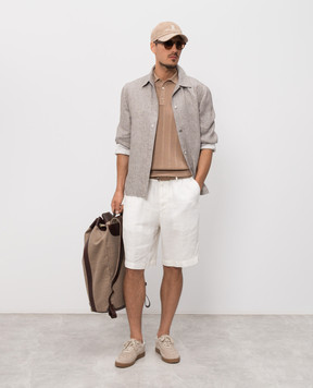 Brunello Cucinelli Коричневое поло с контрастными полосками M29204205P