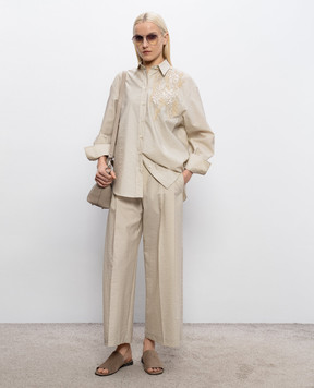 Brunello Cucinelli Бежеві штани з ланцюжком моніль M0F79P9189