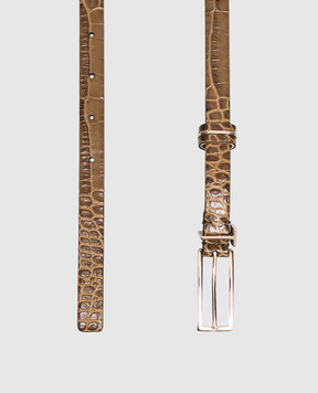 Tom Ford Коричневый кожаный пояс с тиснением под кожу крокодила WB331LCL632P