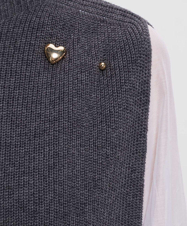 Twinset Серый жилет с брошью 262TP3050 изображение 5