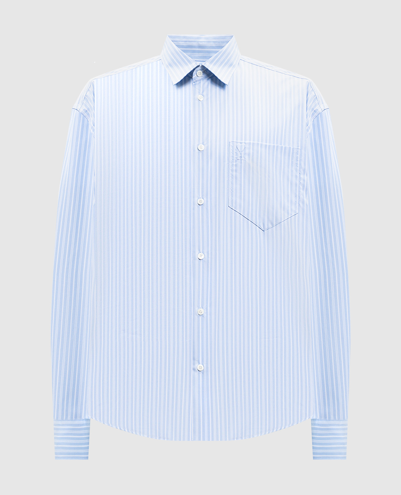 

Голубая рубашка в полоску с логотипом, Голубой, Рубашки