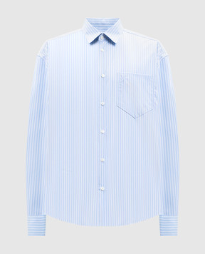 Ami Paris Голубая рубашка в полоску с логотипом USH766CO0219m