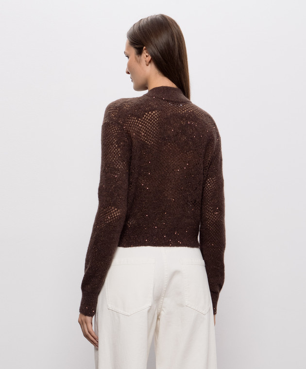 Brunello Cucinelli Коричневий кардиган з вовною MFA790106 зображення 4