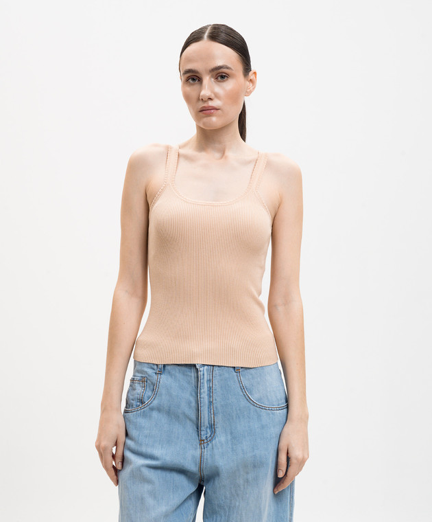 Ermanno Scervino Бежевый топ в рубчик D485L762HVT изображение 3