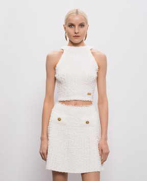 Balmain Белый твидовый топ GF0AB585KJ89