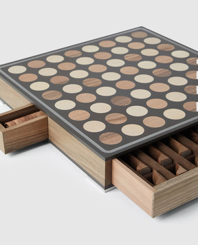 Brunello Cucinelli Набор шахмат и шашек Krion с ореховым деревом в футляре MLWOGAM827