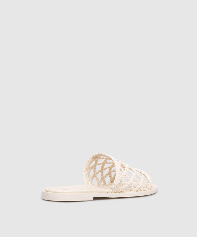 Babe Pay Pls Шкіряні шльопанці кольору айворі з плетінням SLIPY зображення 3