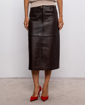 Max Mara Коричневая кожаная юбка GITA SMMGITA