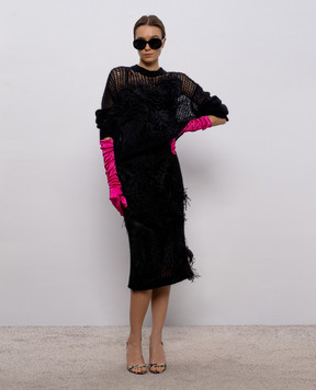 The Attico Черная юбка с шерстью с перьями страуса 260WCS00294KMX002FS