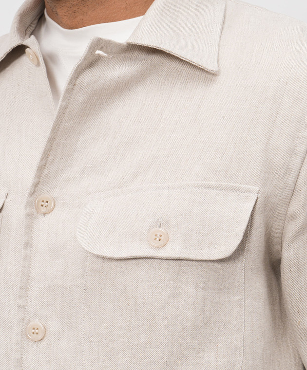 Doriani Cashmere Бежева сорочка з льону DOSLIDR4226950210 зображення 5