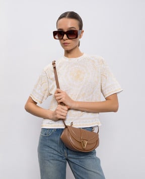 Versace Коричнева шкіряна сумка-седл Virtus 10200891A16004