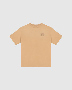 Dolce&Gabbana Дитяча коричнева футболка з нашивкою монограми L4JTHVG7PSJ26