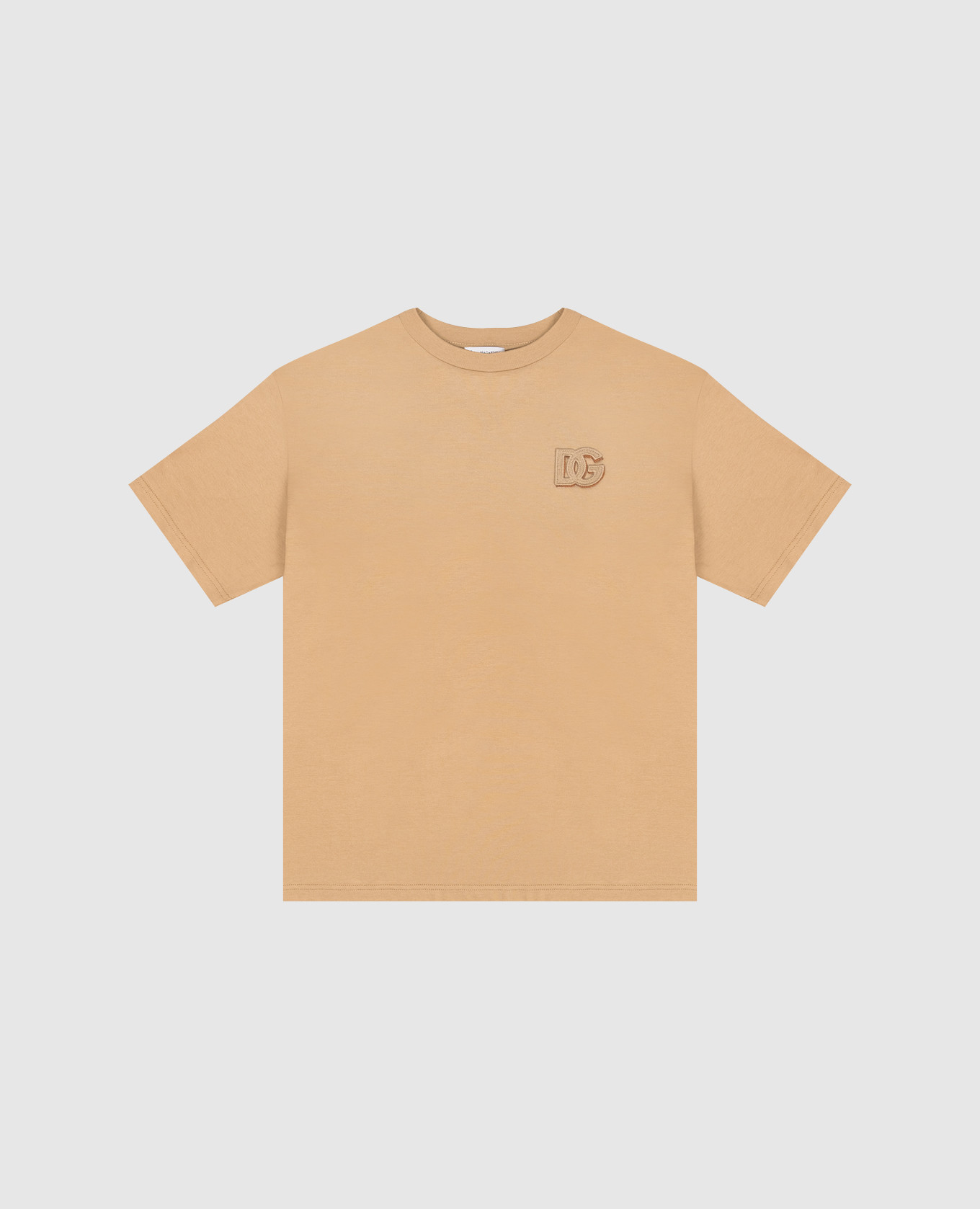 

Детская коричневая футболка с нашивкой монограммы, Коричневый, Футболки