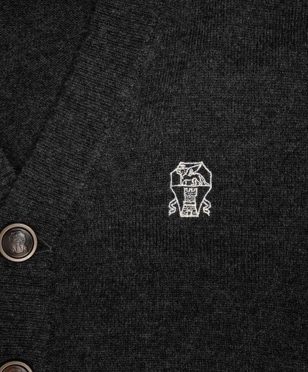 Brunello Cucinelli Детский серый кардиган из кашемира B22M10016C изображение 3